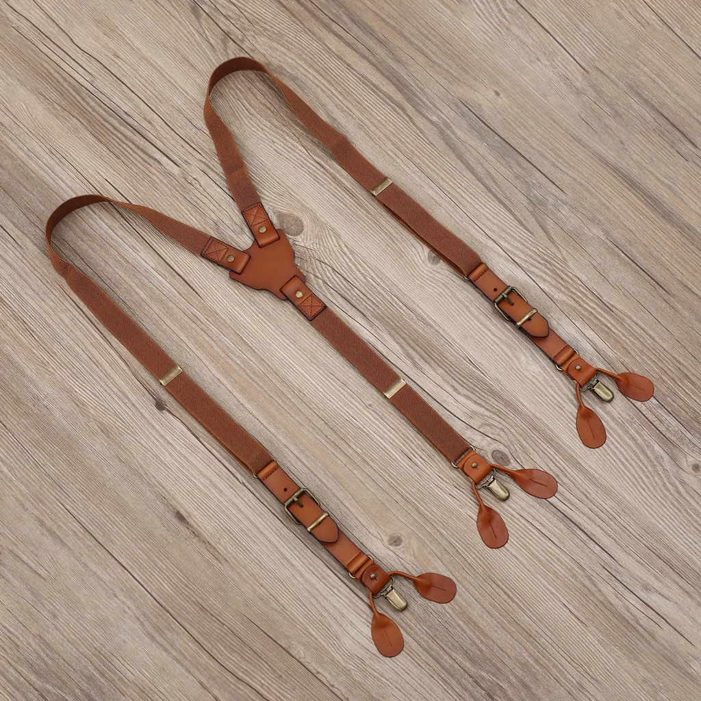 Brown Leather Suspenders Personalized Men’s Suspenders Groomsmen Suspenders Wedding Suspenders