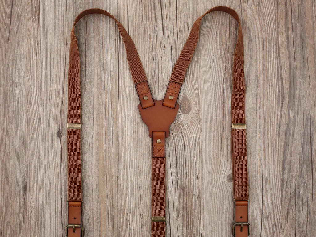 Brown Leather Suspenders Personalized Men’s Suspenders Groomsmen Suspenders Wedding Suspenders