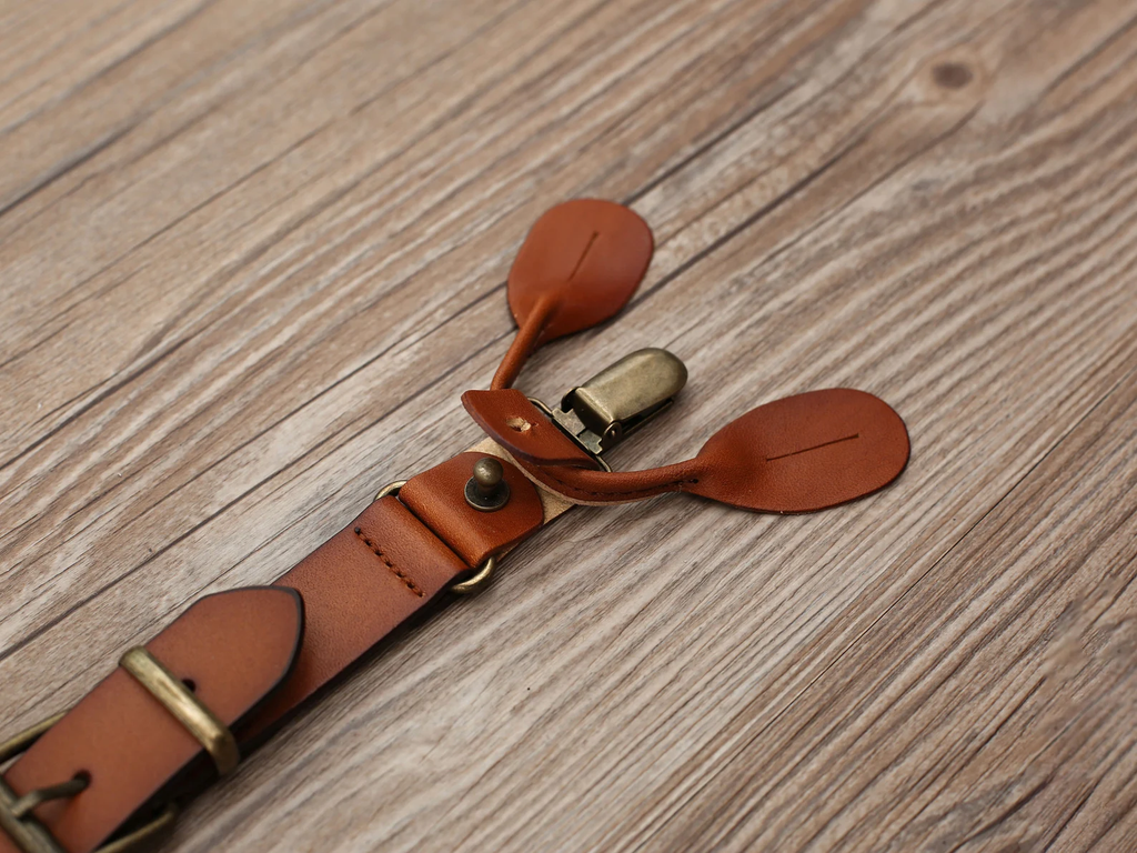 Brown Leather Suspenders Personalized Men’s Suspenders Groomsmen Suspenders Wedding Suspenders