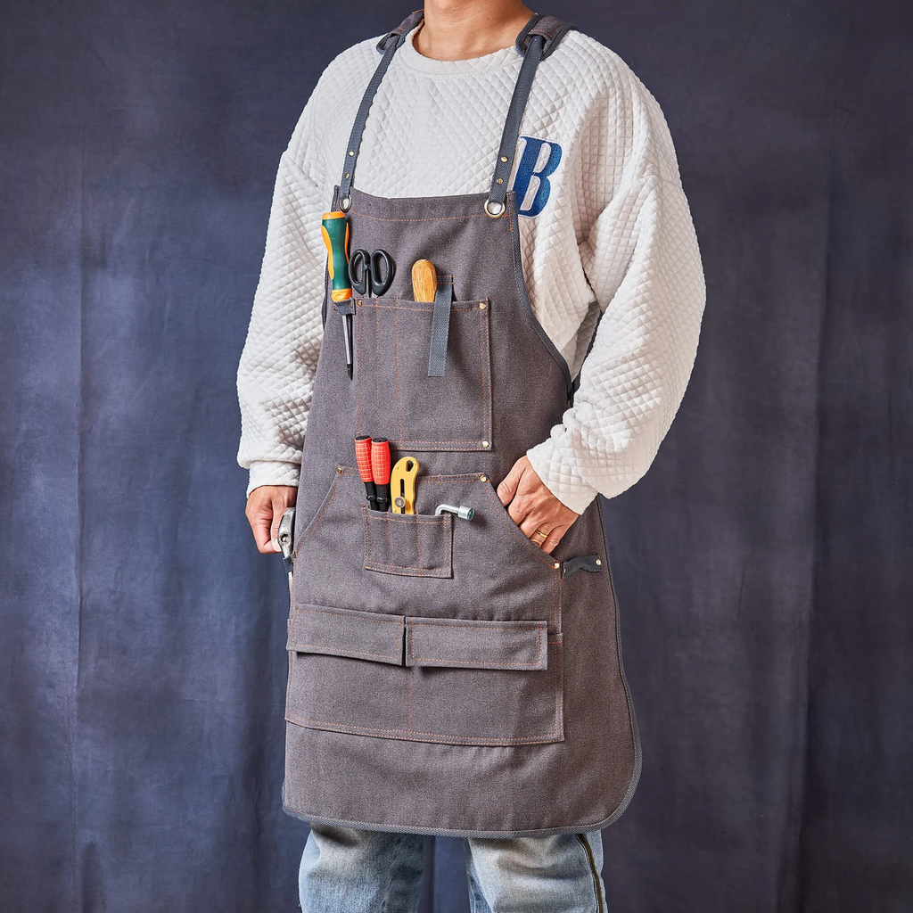 Canvas Workshop Apron with Pockets, Personalized Bar Apron, Monogrammed Kitchen Apron, Barbeque Apron, Bartender Apron