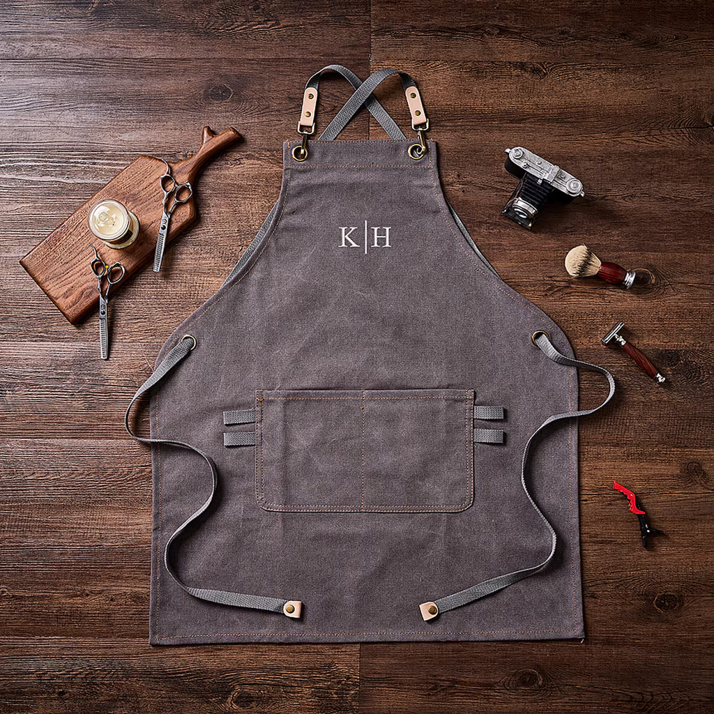 Personalized Canvas Apron for Groomsmen, Custom Bar Apron, Workshop Apron, Embroidered Kitchen Apron, BBQ Apron, Bartender Apron