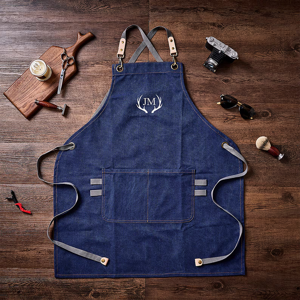 Personalized Canvas Apron for Groomsmen, Custom Bar Apron, Workshop Apron, Embroidered Kitchen Apron, BBQ Apron, Bartender Apron