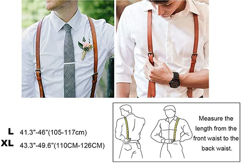 Brown Leather Suspenders, Mens Leather Suspenders, Groomsmen Leather Suspenders, Wedding Suspenders