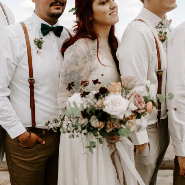 Brown Leather Suspenders, Mens Leather Suspenders, Groomsmen Leather Suspenders, Wedding Suspenders