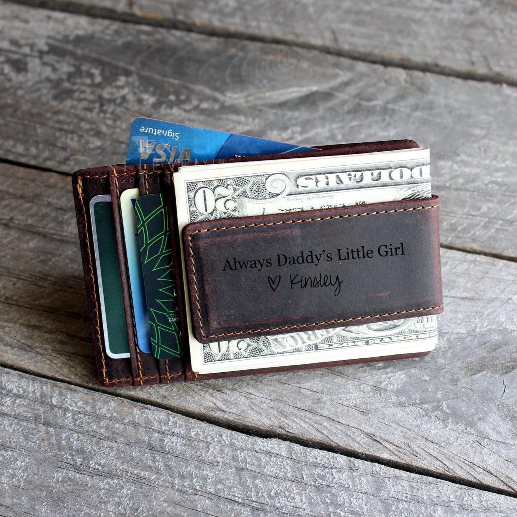 Leather Money Clips for Men Dad Gift Custom Gift from Daughter Personalized  Wallet with Magnetic Clip Leather Fathers Day Gifts for Dad