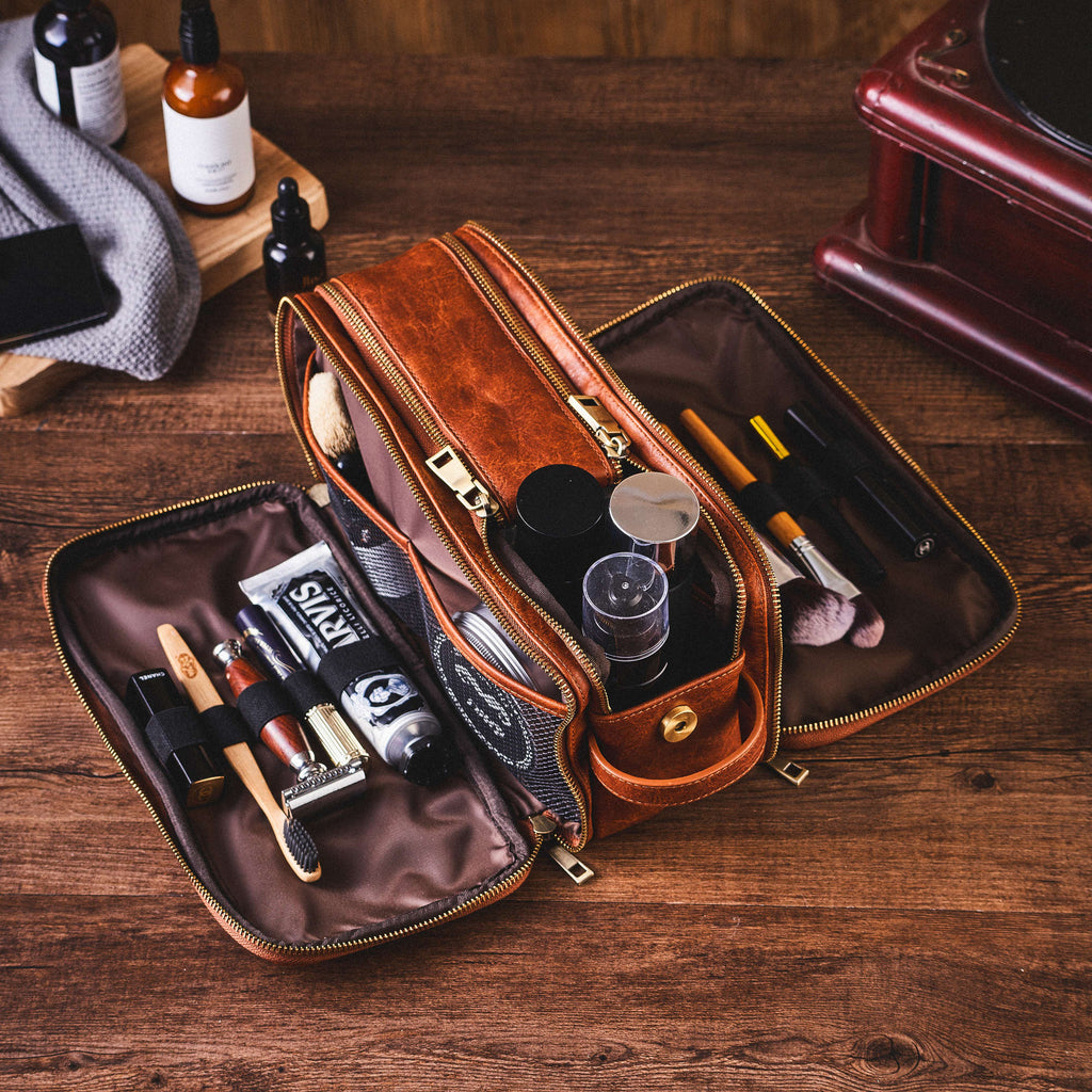 Personalized Leather Toiletry Bag - Leathersmith Designs Inc.
