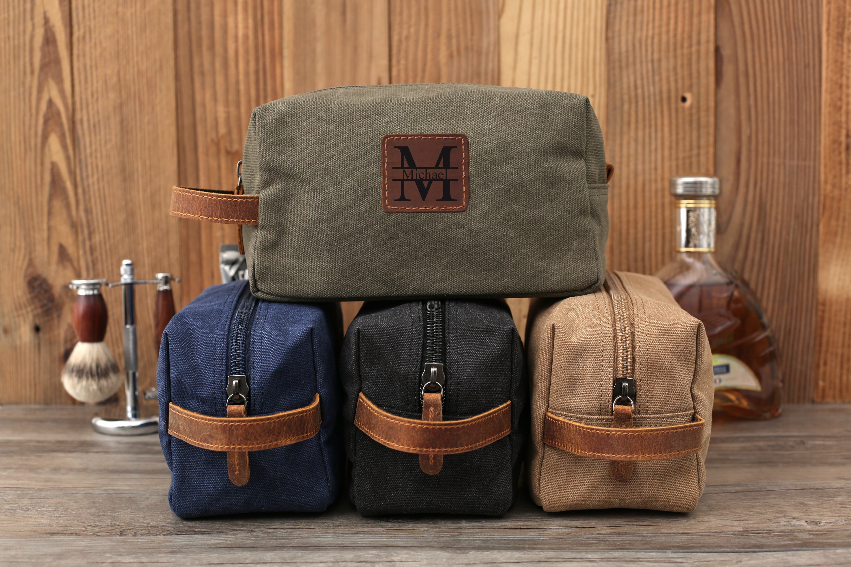 Personalized Men's Travel Toiletry Bag - Classic Canvas