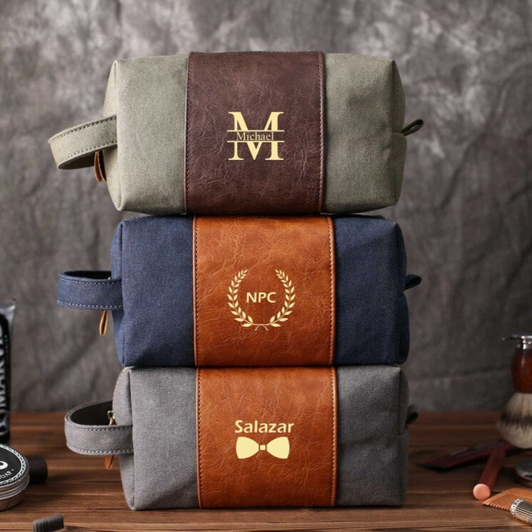 Monogram Mens Leather Toiletry Bag – NaturalLeatherShop